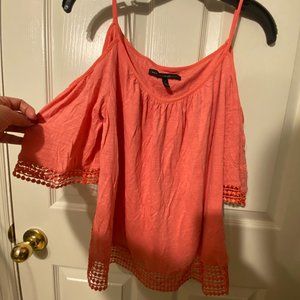 WHBM Spaghetti strap top with off shoulder sleeves